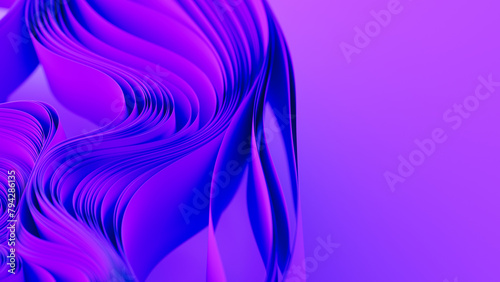 Violet layers of cloth or paper warping. Abstract fabric twist. 3d render illustration © garrykillian