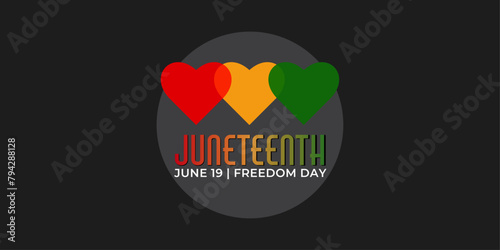 Juneteenth banner with overlay heart and colorful text.  (ID: 794288128)