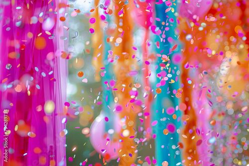 Confetti sprinkles adorn the festive backdrop, infusing the party atmosphere with playful whimsy 