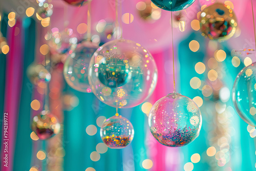 Confetti sprinkles adorn the festive backdrop, infusing the party atmosphere with playful whimsy 