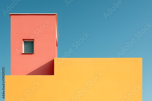 colorfull warm summer vibe archtecture, modern archotecture with popping colors, bright summer colors photo