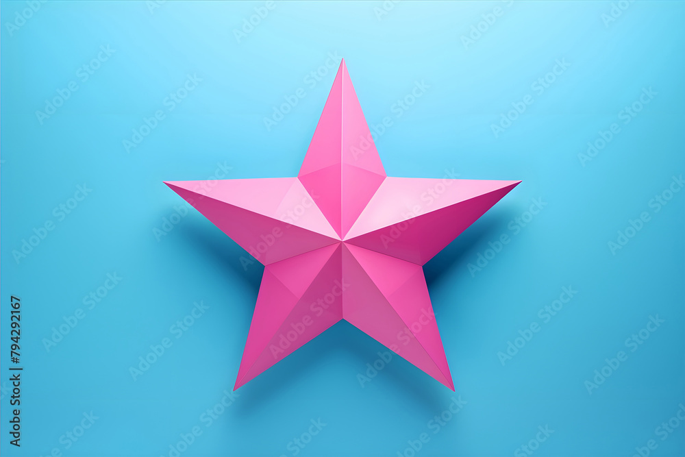 A pink paper star with a three-dimensional effect. A pink paper star with a three-dimensional effect.