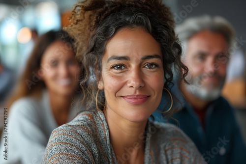 smiling multicultural business team in a moder office photo