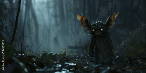 gremlin in the forest at night