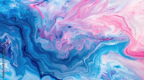 Abstract blue and pink wave creative hand painted background, marble texture, acrylic painting on canvas.