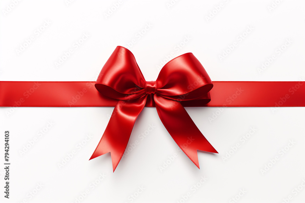 A red ribbon bow on a white background A red ribbon bow on a white background