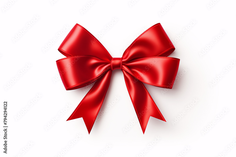 A red ribbon bow on a white background A red ribbon bow on a white background