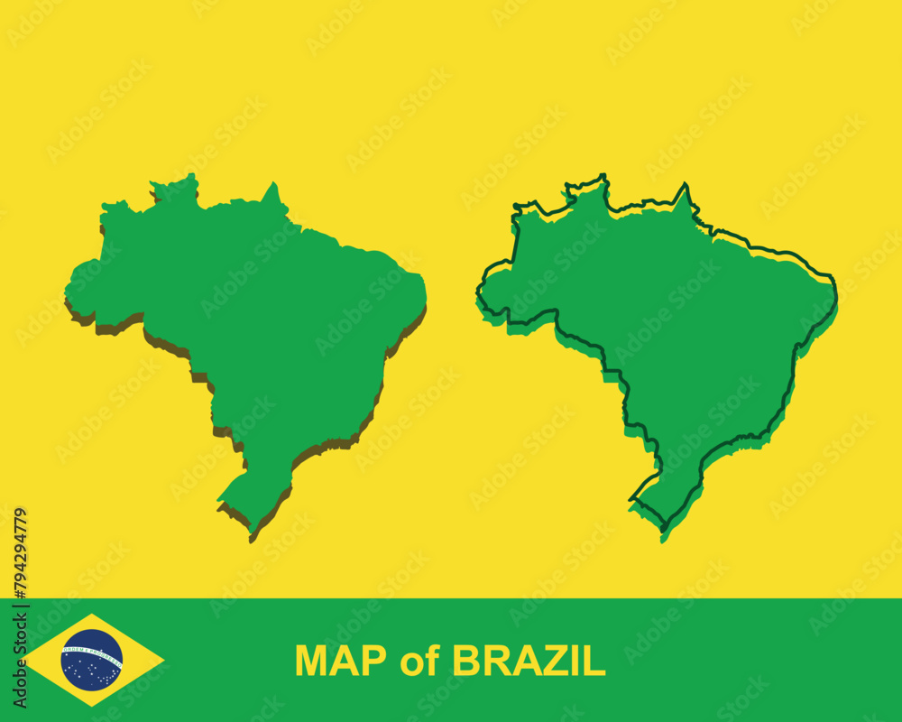 Map of Brazil's Federative Republic vector illustration.