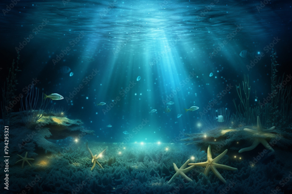 Underwater world in the stars. AI Generated Underwater world in the stars. AI Generated