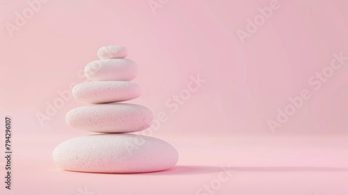 Pink stacked stones on a pink background