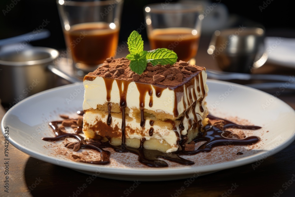 Perfect Tiramisu, hot coffee., generative IA Perfect Tiramisu, hot coffee., generative IA