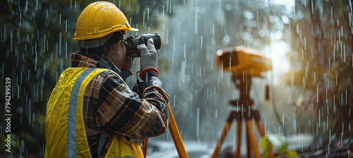 a surveyor who works in adverse conditions such as heavy rain or extreme heat.