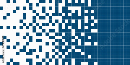 Dissolved square dotted vector icon with disintegration effect. Rectangular items grouped into square shapes disappear