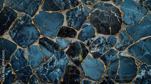 Abstract blue and gold marble stones texture