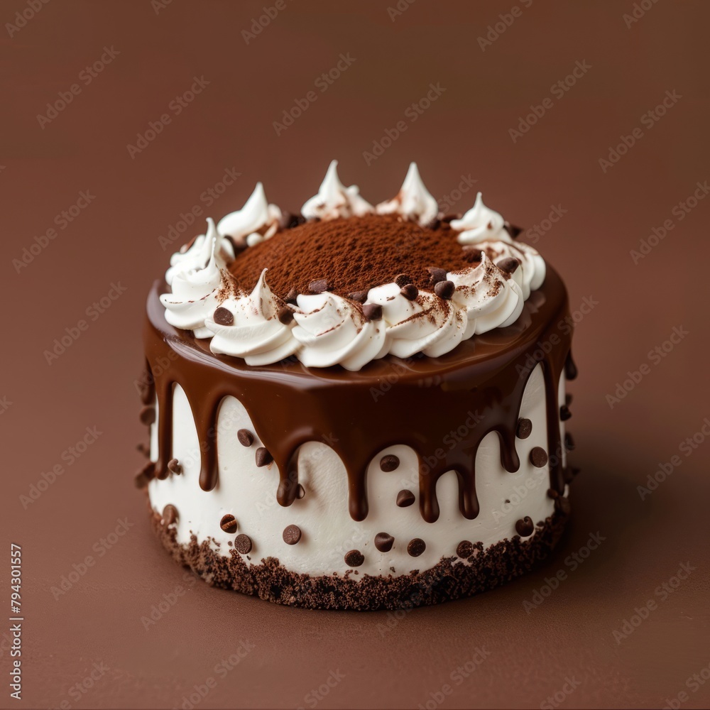 delicious cake on a brown background. delicious cake on a brown background.