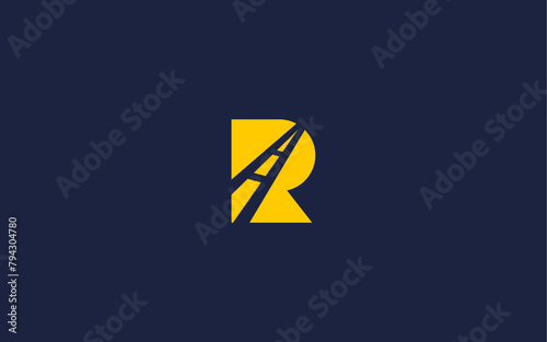 letter r with highway logo icon design vector design template inspiration