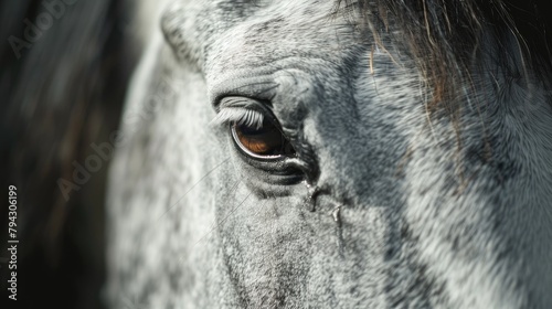 Portrait of a grey pony