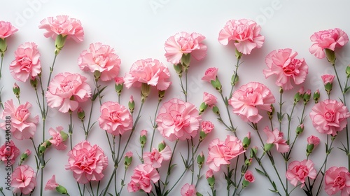 Pink Carnations on White Background