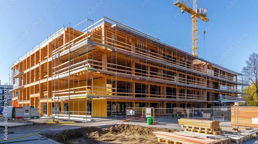 modular wooden office building under construction in berlin sustainable architecture cityscape photography modular wooden office building under construction in berlin sustainable architecture cityscape photography