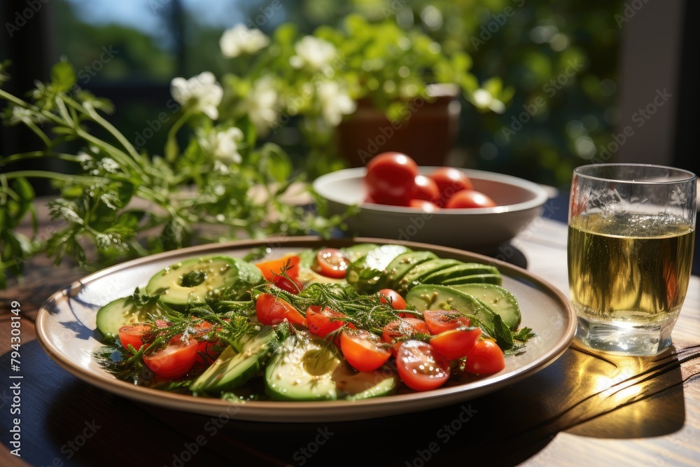 Fresh salad on a hot summer day., generative IA Fresh salad on a hot summer day., generative IA