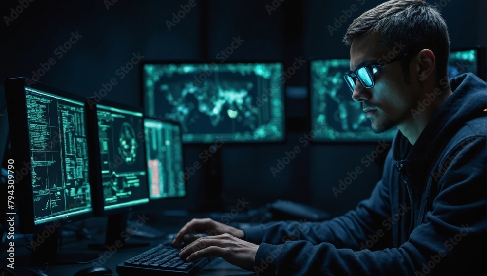 Obraz premium person typing on a computer keyboard