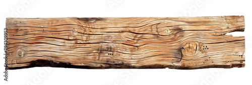 Rough wooden plank cut out isolated on white 