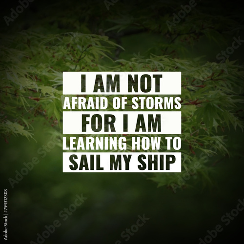 Best inspirational quote for success. i am not afraid of storms for i know how to sail my ship