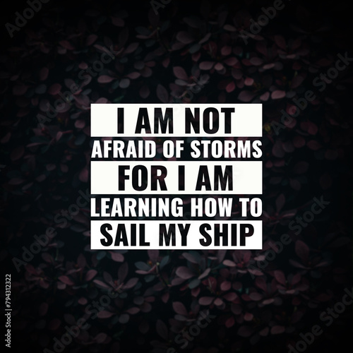 Best inspirational quote for success. i am not afraid of storms for i know how to sail my ship