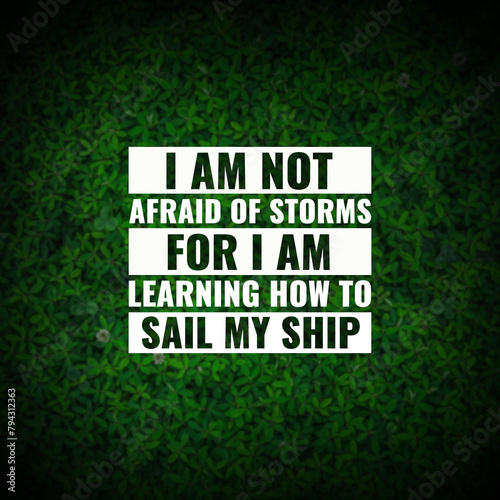 Best inspirational quote for success. i am not afraid of storms for i know how to sail my ship
