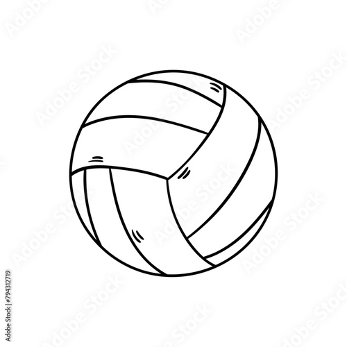 Volleyball vector icon in doodle style. Symbol in simple design. Cartoon object hand drawn isolated on white background.