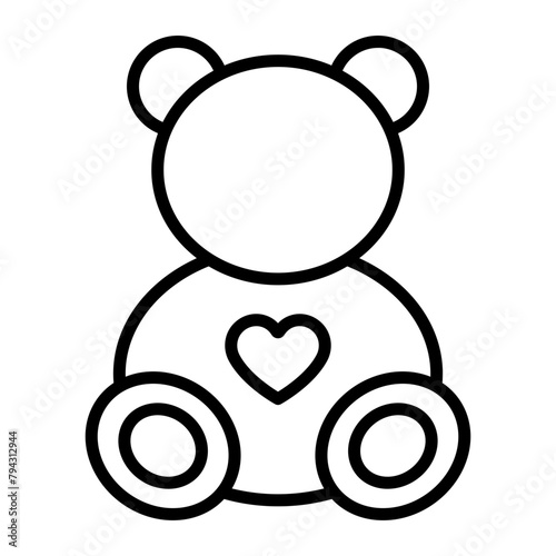 Teddy Bear Vector Line Icon