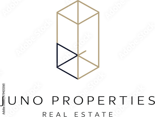 Minimalist abstract lettermark J logo for a real estate business.AI generative. photo