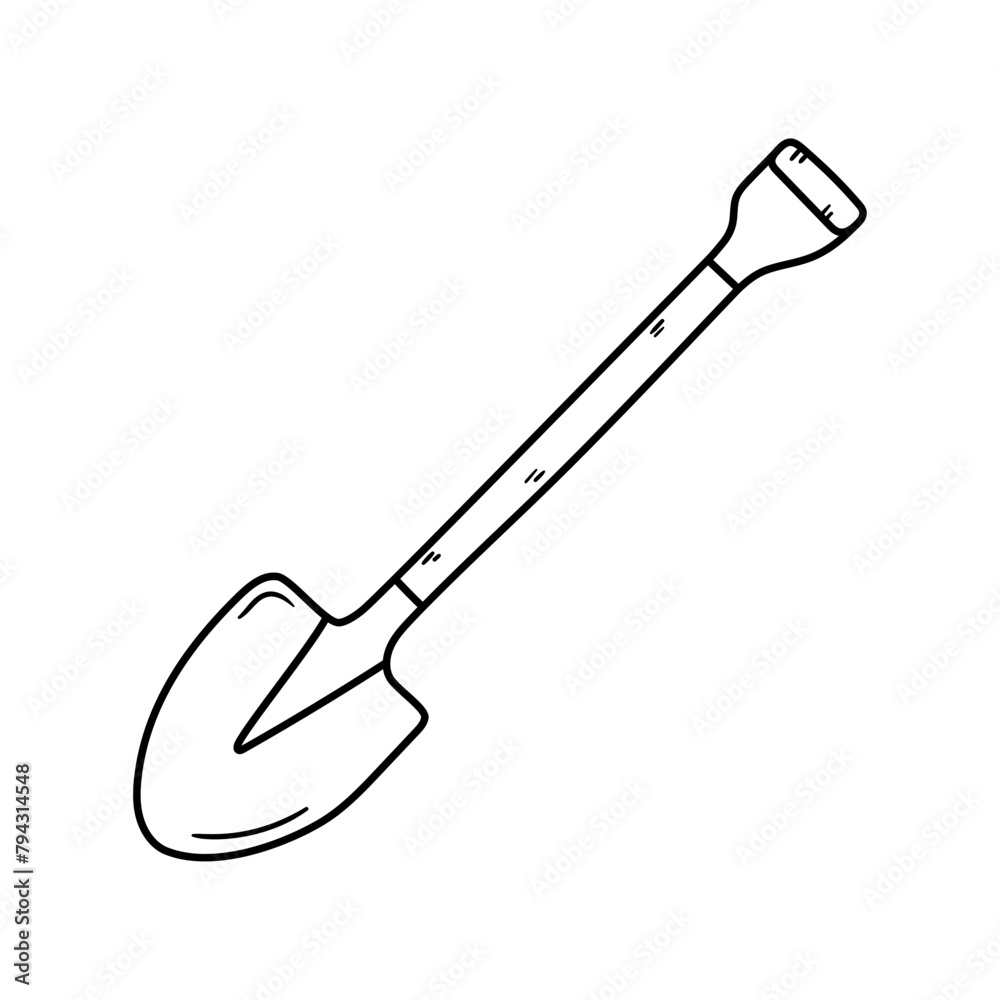 Shovel vector icon in doodle style. Symbol in simple design. Cartoon object hand drawn isolated on white background. Shovel vector icon in doodle style. Symbol in simple design. Cartoon object hand drawn isolated on white background.