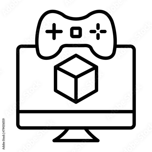 Simulation Vector Line Icon