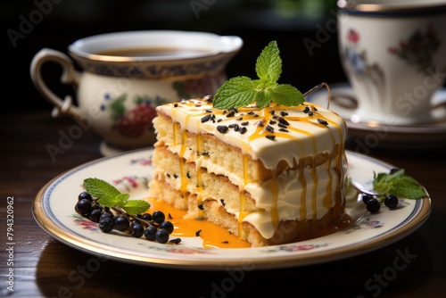 Passion fruit cake with syrup., generative IA