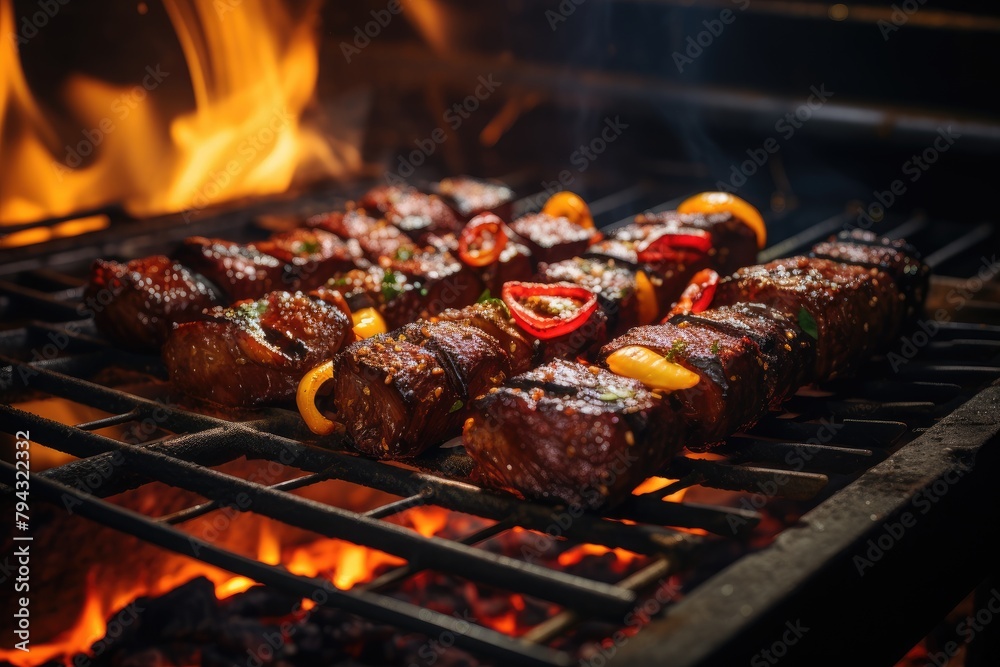 Master barbecue becoming succulent picanhas., generative IA Master barbecue becoming succulent picanhas., generative IA