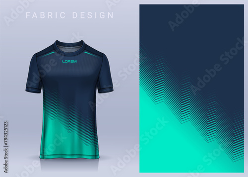 Fabric textile design for Sport t-shirt, Soccer jersey mockup for football club. uniform front view.	