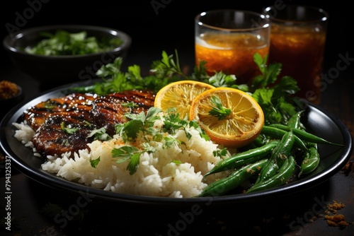 Baião plate of two with grilled curd cheese., generative IA photo