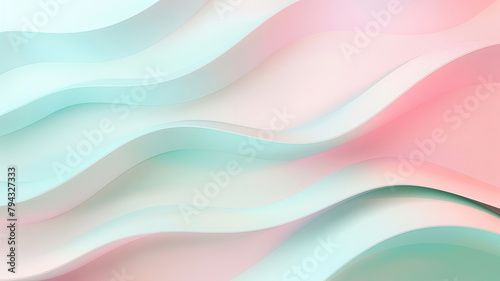 Abstract gradient pastel pink and mint background, smooth curves and soft edges. Can be used for backdrop, background, wallpaper, banner, web, and design templates.