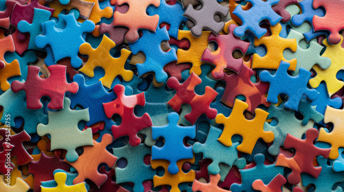 A colorful jigsaw puzzle with many pieces