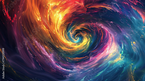 A colorful spiral in space with a blue and yellow swirl