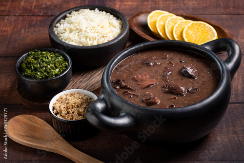 Feijoada, typical Brazilian food made with black beans.