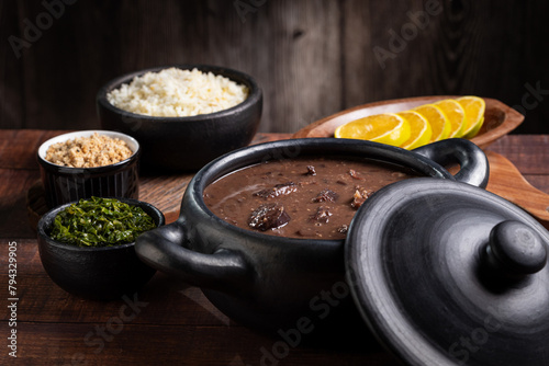 Feijoada, typical Brazilian food made with black beans. © WS Studio
