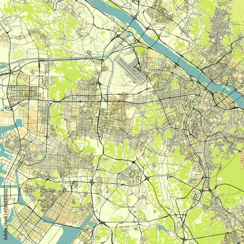 Bucheon South Korea map poster art