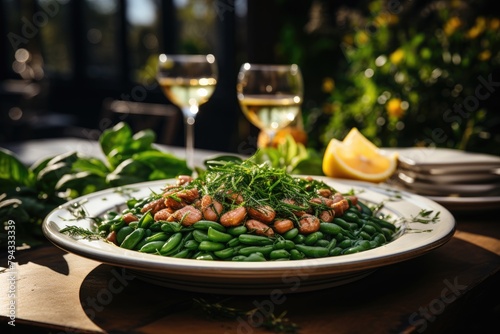 Tuna salad and appetizing white beans., generative IA photo