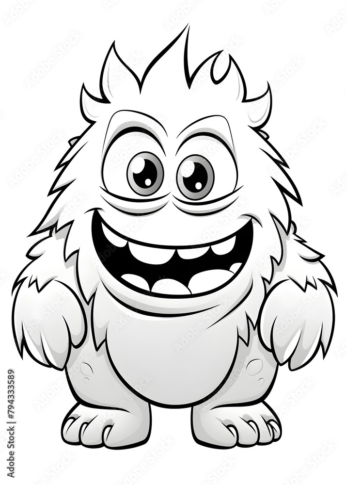 Monster Coloring Page, Monster Characters Line Art coloring page, Monster Outline Drawing For Coloring Page, Coloring Page, Monster Coloring Book, AI Generative