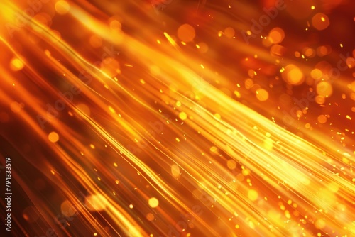 Fantasy Orange Fire Bokeh. Dynamic Motion of Light Streaks and Blur Abstract Background
