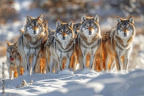 Yellowstone Wolf Pack Surveys Snowy Landscape in Wyoming