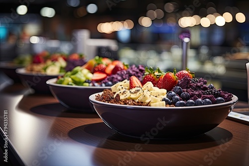 Acai bowls at the gym after training., generative IA photo