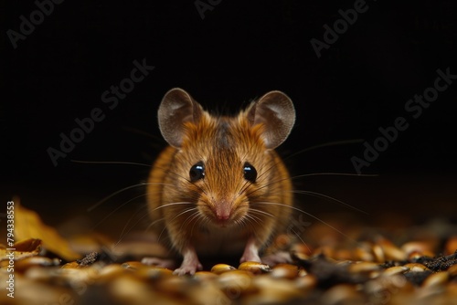 Golden Mouse in its Natural Habitat  Small and Cute Wild Rodent of the Forest in Nighttime Photo 